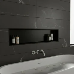 Sanitaire Niche murale de douche, étagère encastrable douche acier Noir Mat - 30x90cm* Niche De Salle De Bains