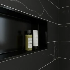 Sanitaire Niche murale de douche, étagère encastrable douche acier Noir Mat - 30x90cm* Niche De Salle De Bains