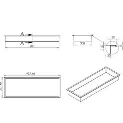 Bernstein Niche murale de douche, étagère encastrable douche acier inox - 90x30x10cm - BS903010 Noir* Niche De Salle De Bains