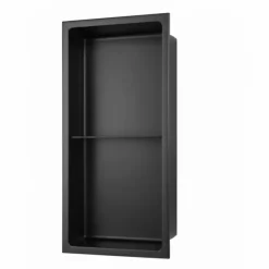 Sanitaire Niche murale de douche, étagère encastrable douche acier Noir Mat - 60x30cm* Niche De Salle De Bains