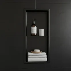 Sanitaire Niche murale de douche, étagère encastrable douche acier Noir Mat - 60x30cm* Niche De Salle De Bains