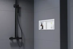 Bernstein Niche murale de douche, étagère encastrable douche acier inox - 20x60x10cm - NT206010X Blanc