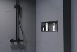 Bernstein Niche murale de douche, étagère encastrable douche acier inox - 20x60x10cm - NT206010X Gun métal* Niche De Salle De Bains