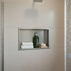 Sanitaire Niche murale de douche, étagère encastrable douche acier Inox Brossé - 30x60cm* Niche De Salle De Bains