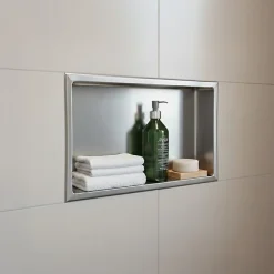 Sanitaire Niche murale de douche, étagère encastrable douche acier Inox Brossé - 30x60cm* Niche De Salle De Bains