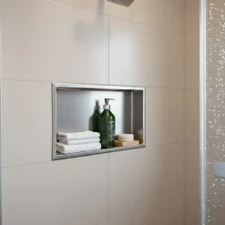 Sanitaire Niche murale de douche, étagère encastrable douche acier Inox Brossé - 30x60cm* Niche De Salle De Bains