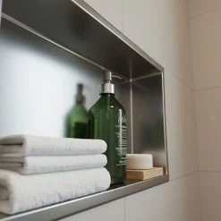 Sanitaire Niche murale de douche, étagère encastrable douche acier Inox Brossé - 30x60cm* Niche De Salle De Bains