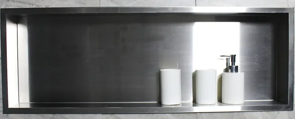 Bernstein Niche murale de douche, étagère encastrable douche acier inox - 90x30x10cm - BS903010 Acier brossé* Niche De Salle De Bains