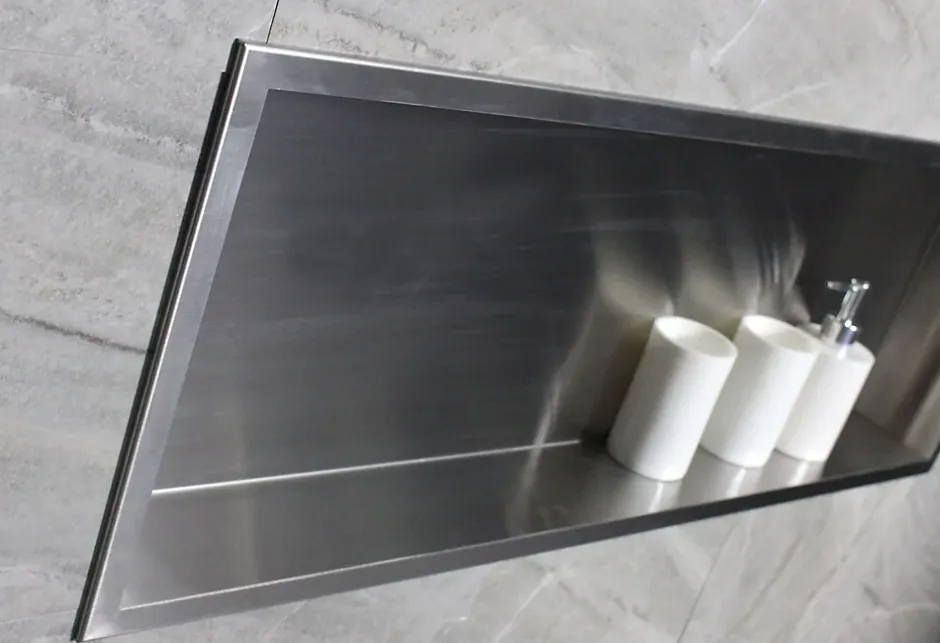 Bernstein Niche murale de douche, étagère encastrable douche acier inox - 90x30x10cm - BS903010 Acier brossé* Niche De Salle De Bains