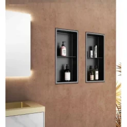 Sanitaire Niche murale de douche, étagère encastrable douche acier Inox Brossé - 60x30cm