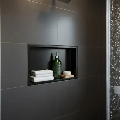 Sanitaire Niche murale de douche, étagère encastrable douche acier Noir Mat - 30x60cm* Niche De Salle De Bains