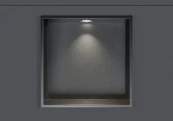 Bernstein Niche murale douche acier inox + Spot LED, étagère douche encastrable - 30x30x10cm (HxLxP) - Gun métal, 1x Spot Chrome