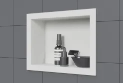 Bernstein Niche murale douche acier inoxydable, étagère rangement douche salle de bain encastrable BS203010 - 20x30x10cm - Blanc