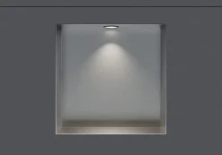 Bernstein Niche murale douche acier inox + Spot LED, étagère douche encastrable NT303010X - 30x30x10cm (HxLxP) - Acier brossé, 1x Spot noir