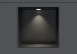 Bernstein Niche murale douche acier inox + Spot LED, étagère douche encastrable - 30x30x10cm (HxLxP) - Noir, 1x Spot Blanc mat* Niche De Salle De Bains
