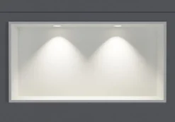 Bernstein Niche murale douche acier inox + 2 Spots LED, étagère douche encastrable - 30x60x10cm (HxLxP) - Blanc, 2x Spot Blanc mat* Niche De Salle De Bains