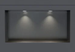 Bernstein Niche murale douche acier inox + 2 Spots LED, étagère douche encastrable NT306010X, 30x60x10cm (HxLxP), Gun métal, 2x Spot Chrome* Niche De Salle De Bains