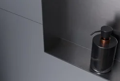Bernstein Niche murale douche acier inox + Spot LED, étagère douche encastrable NT303010X - 30x30x10cm (HxLxP) - Gun métal, 1x Spot noir mat* Niche De Salle De Bains