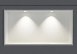 Bernstein Niche murale douche acier inox + 2 Spots LED, étagère douche encastrable - 30x60x10cm (HxLxP) - Blanc, 2x Spot Chrome