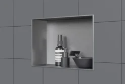 Bernstein Niche murale douche acier inoxydable, étagère rangement douche salle de bain encastré BS203010, 20x30x10cm, Acier brossé* Niche De Salle De Bains