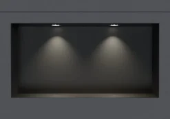 Bernstein Niche murale douche acier inox + 2 Spots LED, étagère douche encastrable NT306010X - 30x60x10cm (HxLxP) - Noir, 2x Spot Chrome* Niche De Salle De Bains