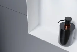 Bernstein Niche murale douche acier inox + 2 Spots LED, étagère douche encastrable NT306010X - 30x60x10cm (HxLxP) - Blanc, 2x Spot noir mat