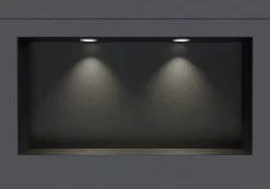 Bernstein Niche murale douche acier inox + Spot LED, étagère douche encastrable NT206010X - 20x60x10cm (HxLxP) - Noir, 2x Spot Blanc mat