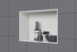 Bernstein Niche murale douche acier inoxydable, étagère rangement douche salle de bain encastrable sans cadre BS203010 - 20x30x10cm - Blanc* Niche De Salle De Bains