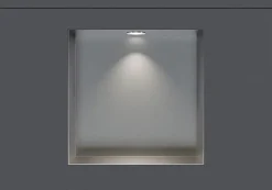 Bernstein Niche murale douche acier inox + Spot LED, étagère douche encastrable NT303010X, 30x30x10cm (HxLxP), Acier brossé, 1x Spot Chrome