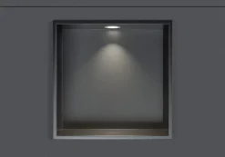Bernstein Niche murale douche acier inox + Spot LED, étagère douche encastrable - 30x30x10cm (HxLxP) - Gun métal, 1x Spot Blanc mat