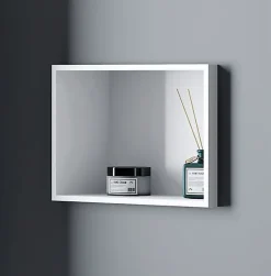 Bernstein Niche Murale Douche Blanche Fonte minérale étagère Rangement Douche Salle de Bain encastrable BA2513, H.25xP.13xL.90cm, Blanc mat* Niche De Salle De Bains