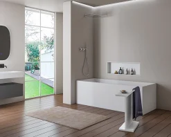 Bernstein Niche Murale Douche Blanche Fonte minérale étagère Rangement Douche Salle de Bain encastrable BA2513, H.25xP.13xL.90cm, Blanc mat* Niche De Salle De Bains