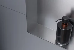 Bernstein Niche murale douche étanche acier inox avec Spot LED, étagère douche encastrable, 20x30x10cm (HxLxP), Acier brossé, 1x Spot Blanc* Niche De Salle De Bains