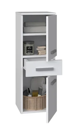 Autres NINA - Meuble salle de bain 2 portes + 1 tiroir - 30x30x85cm - Colonne basse rangement SDB* Meuble De Salle De Bains Faible Profondeur|Colonne De Salle De Bains