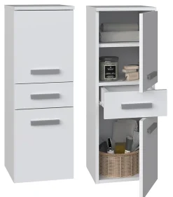 Autres NINA - Meuble salle de bain 2 portes + 1 tiroir - 30x30x85cm - Colonne basse rangement SDB* Meuble De Salle De Bains Faible Profondeur|Colonne De Salle De Bains
