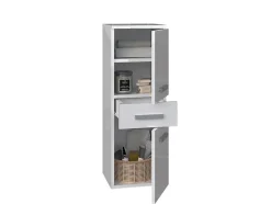 Autres NINA - Meuble salle de bain 2 portes + 1 tiroir - 30x30x85cm - Colonne basse rangement SDB* Meuble De Salle De Bains Faible Profondeur