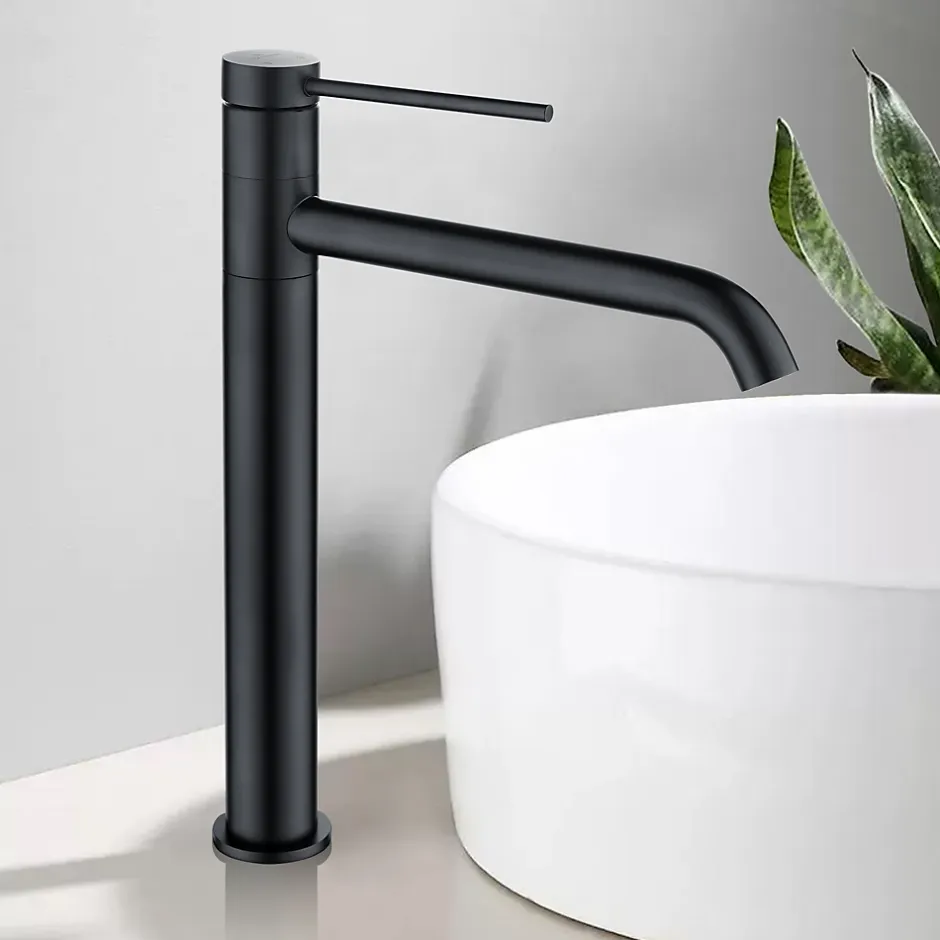 Homelody Noir Mitigeur de Lavabo Robinet Salle de Bain Haut Robinet pour Vasque Bec Pivotant en Inox SS304 pour Salle de Bain