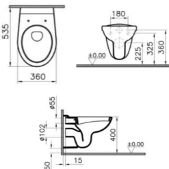 Vitra Normus WC suspendu + Abattant avec frein de chute, Blanc (6855-003-6290)