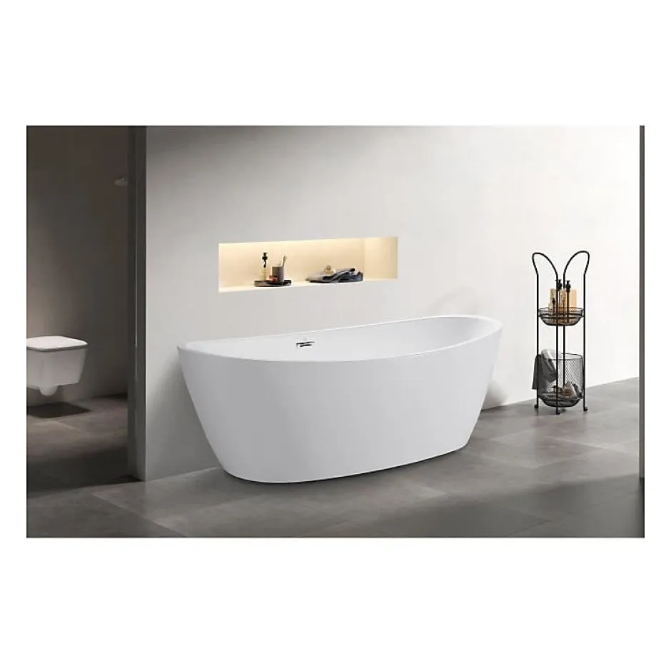 Oceanic Baignoire ilot Rosa - L.177 x I.83 x H.58 cm - En acrylique - Bonde poussoir - Blanc* Baignoire Îlot