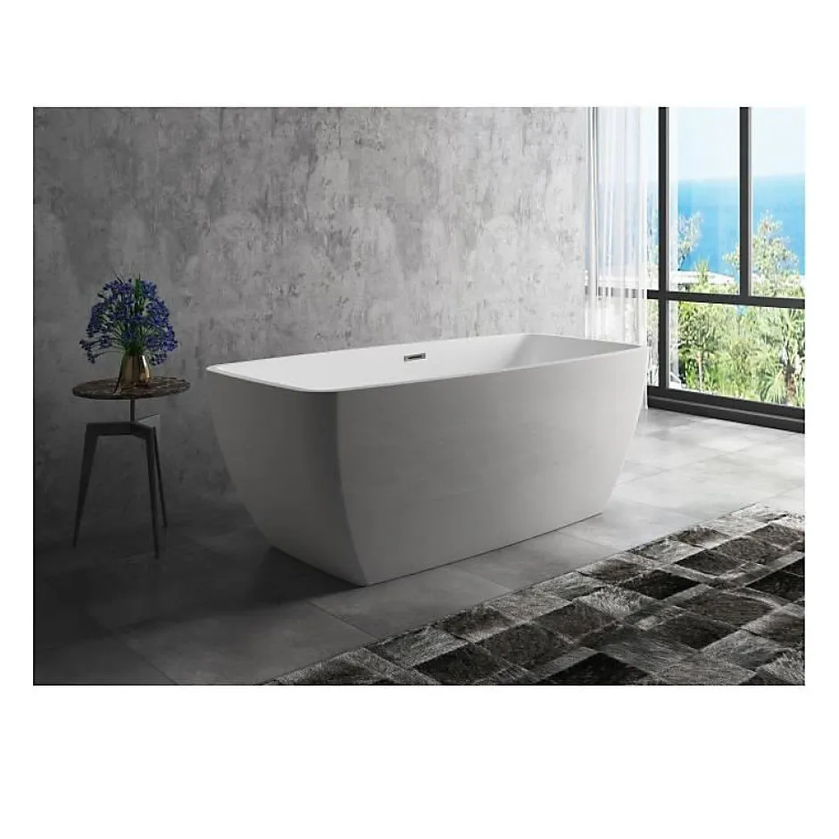 Oceanic Baignoire ilot Stella - L.160 x I.75 x H.60 cm - En acrylique - Bonde a clapet - Blanc