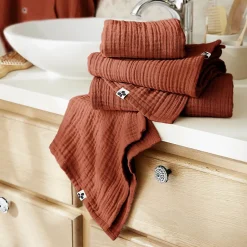 Altobuy OUREA - Serviette de Bain 90x150cm Gaze de Coton Terracotta* Serviette De Bain