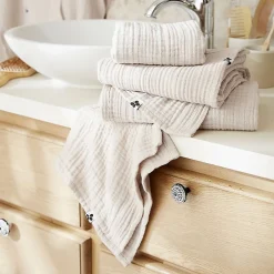 Altobuy OUREA - Serviette de Toilette 50x90cm Gaze de Coton Pampa