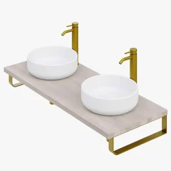 T-Bath Pack 2 supports porte-serviettes pour plan de toilette - or doré mat* Plan De Travail Salle De Bains
