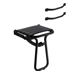 Pellet Pack avec siège de douche PMR escamotable noir mat + 2 barres d'appui 42,5 cm