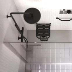 Pellet Pack avec siège de douche PMR escamotable noir mat + 2 barres d'appui 42,5 cm