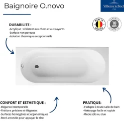 Villeroy & Boch Pack baignoire 160 x 70 VILLEROY ET BOCH O Novo avec pieds et robinet* Baignoire Droite