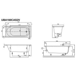 Villeroy & Boch Pack baignoire 160 x 70 VILLEROY ET BOCH O Novo avec pieds et robinet* Baignoire Droite