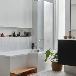 Jacob Delafon Pack baignoire bain douche 170 x 90 Neo version droite + pare bain chromé + tablier de baignoire en angle* Baignoire Droite