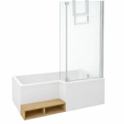 Jacob Delafon Pack baignoire bain douche 180 x 90 Neo version droite + pare bain chromé + tablier de baignoire en angle* Baignoire Droite