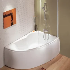 Jacob Delafon Pack baignoire d'angle 150 x 100 cm Micromega Duo version droite + tablier de baignoire